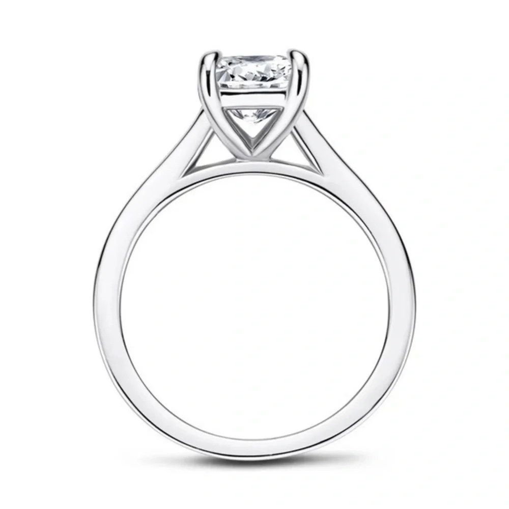 925 Sterling Silver Radiant Cut Clear Engagement Single Stone 2.5 ct CZ Ring